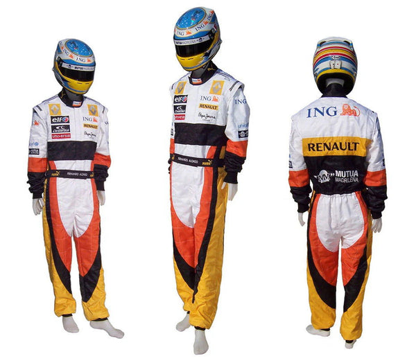 2008 Fernando Alonso Renault F1 Embroidered Racing Suit - Speedxcrafts