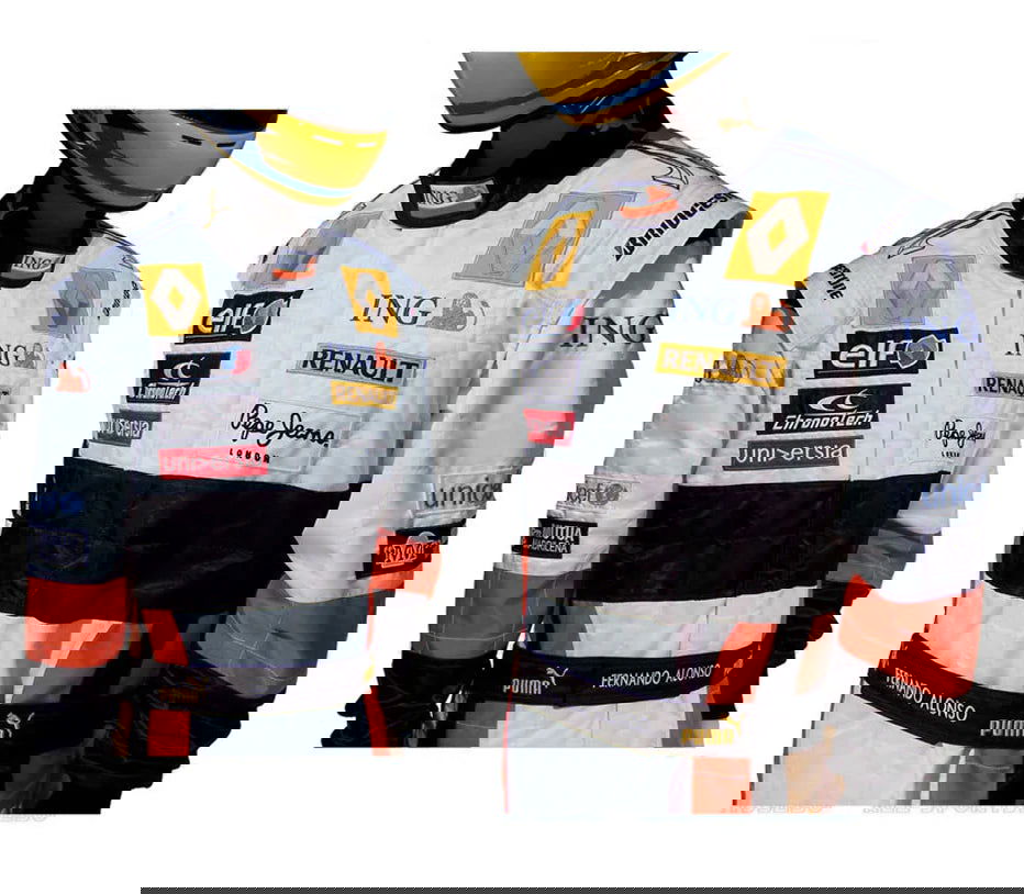 2008 Fernando Alonso Renault F1 Embroidered Racing Suit - Speedxcrafts