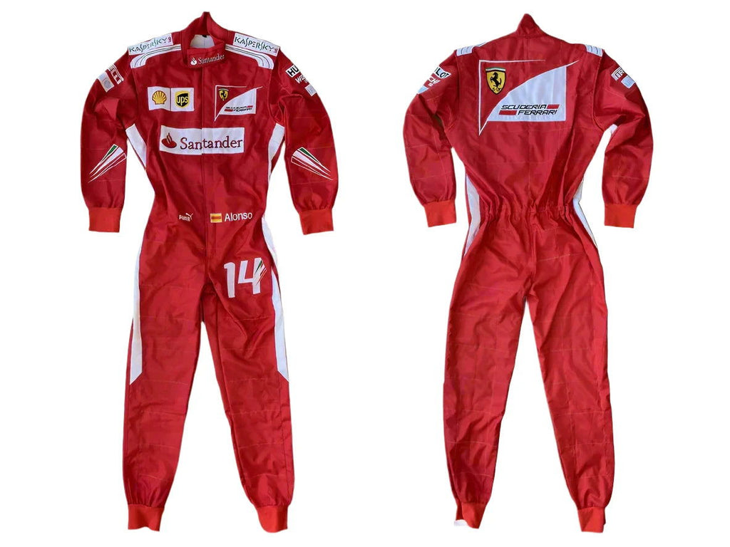 2014 Fernando Alonso Ferrari F1 Embroidered Racing Suit - Speedxcrafts