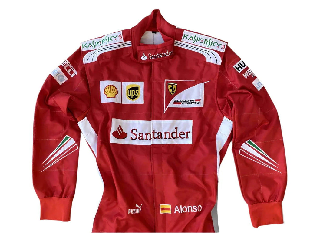 2014 Fernando Alonso Ferrari F1 Embroidered Racing Suit - Speedxcrafts