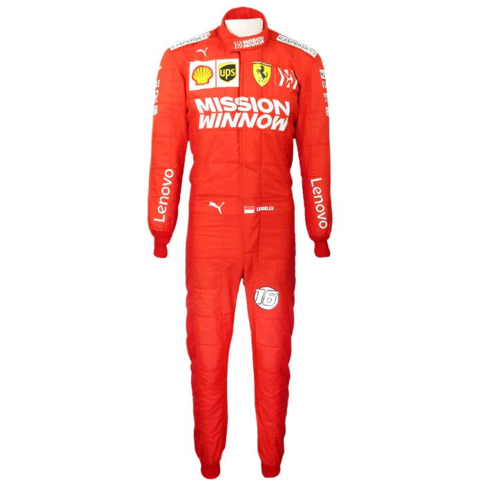 2019 Charles Leclerc Ferrari Mission Winnow F1 Embroidered Racing Suit - Speedxcrafts