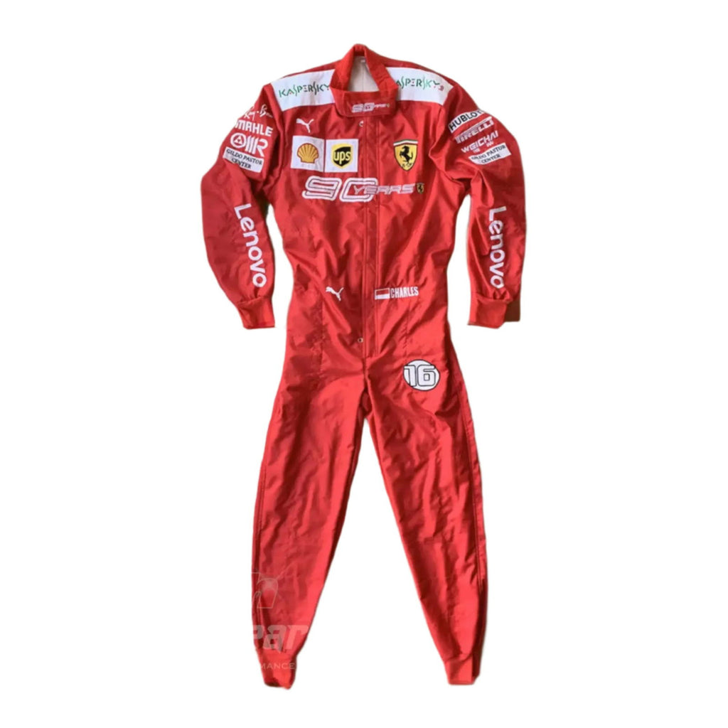 2019 Charles Leclerc Scuderia Ferrari 90 Years Embroided Racing Suit - Speedxcrafts