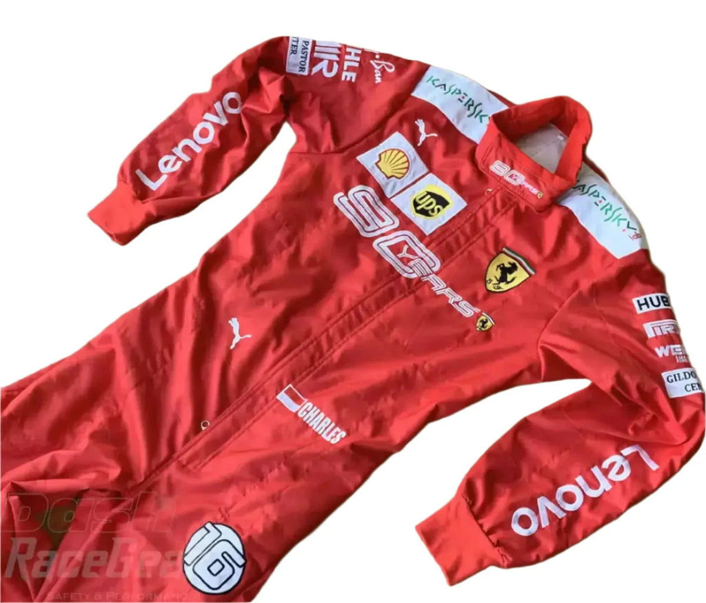 2019 Charles Leclerc Scuderia Ferrari 90 Years Embroided Racing Suit - Speedxcrafts