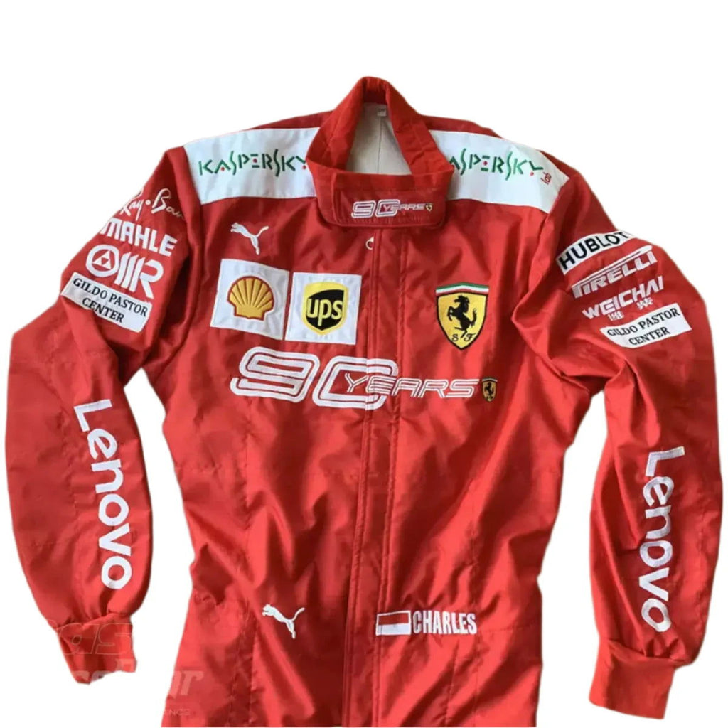 2019 Charles Leclerc Scuderia Ferrari 90 Years Embroided Racing Suit - Speedxcrafts