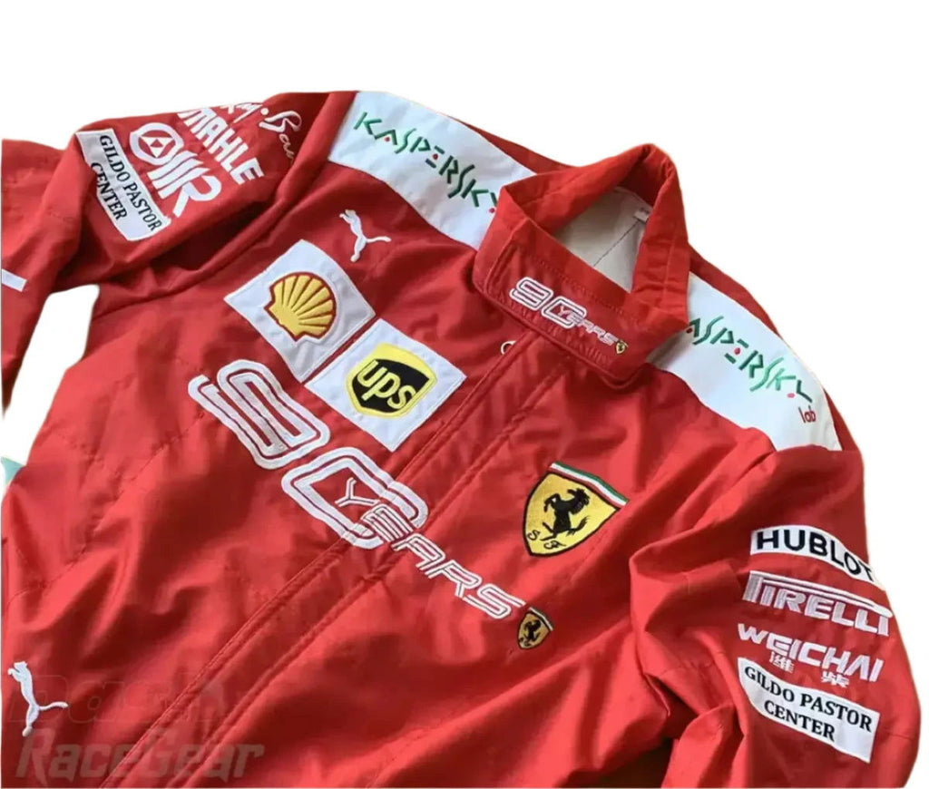 2019 Charles Leclerc Scuderia Ferrari 90 Years Embroided Racing Suit - Speedxcrafts