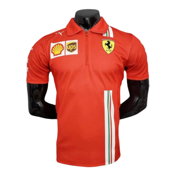 2021 Ferrari Formula One Racing Polo Zipper Shirt - Speedxcrafts
