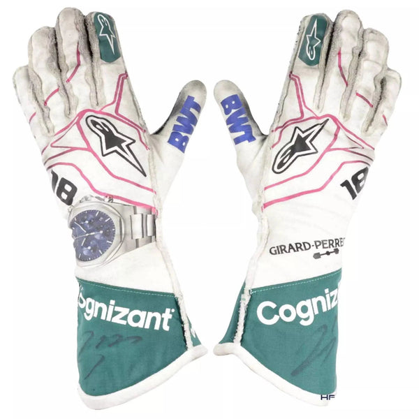 2021 Lance Stroll Aston Martin F1 Racing Gloves - Speedxcrafts