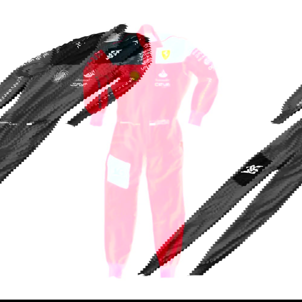 2023 Charles Leclerc Scuderia Ferrari F1 Embroidered Racing Suit - Official Team Gear - Speedxcrafts