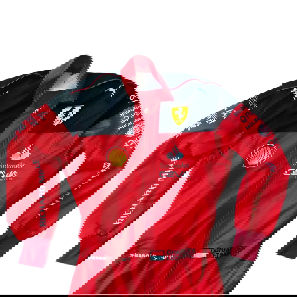 2023 Charles Leclerc Scuderia Ferrari F1 Embroidered Racing Suit - Official Team Gear - Speedxcrafts