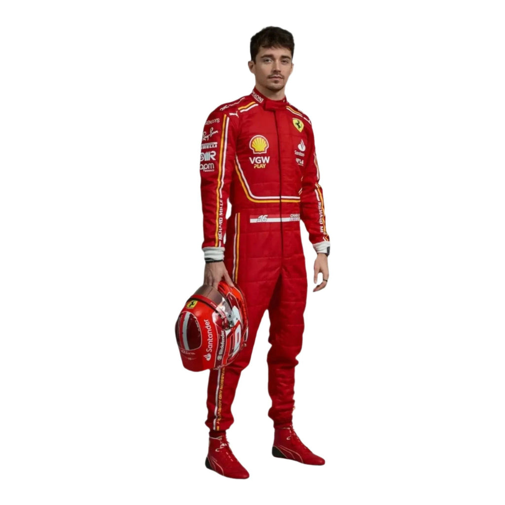2024 Charles Leclerc Replica Race Suit | Scuderia Ferrari Team Gear - Speedxcrafts
