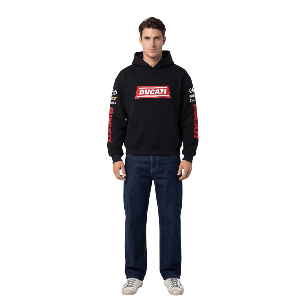 Ducati Racing Heritage Oversized Hoodie – Vintage Black Edition Speedx Crafts