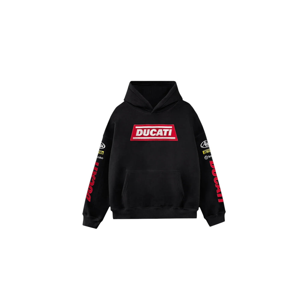 Ducati Racing Heritage Oversized Hoodie – Vintage Black Edition Speedx Crafts