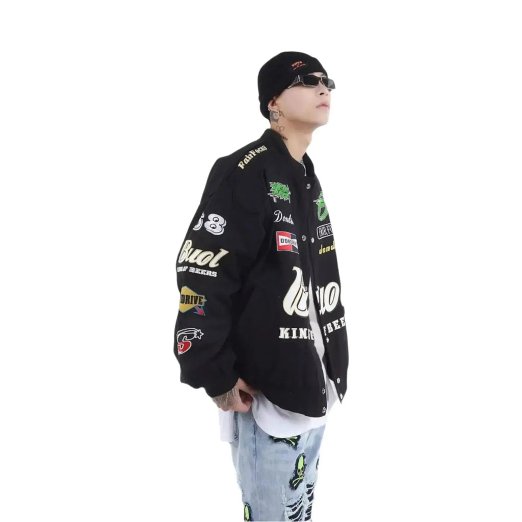 Fair Focus Embroidered Racing Jacket - Stylish Motorsport Apparel - Speedxcrafts