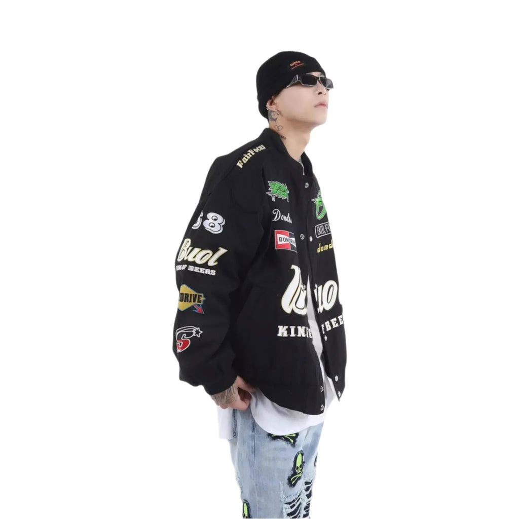 Fair Focus Embroidered Racing Jacket - Stylish Motorsport Apparel - Speedxcrafts