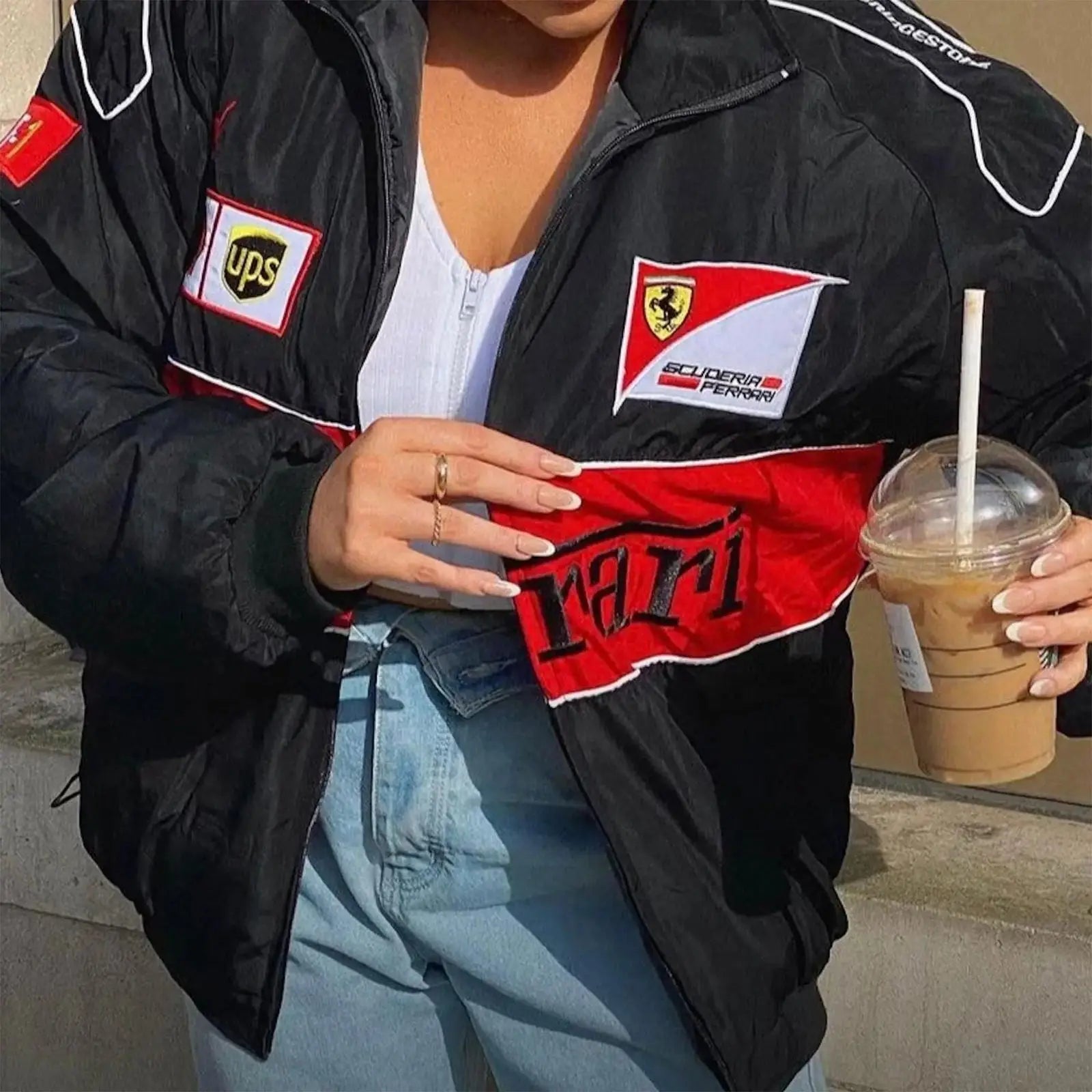 Ferrari F1 Vintage Black Jacket | Classic Motorsport Apparel - Speedxcrafts