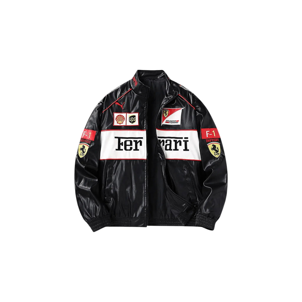 Ferrari F1 Vintage Leather Jacket - White Edition