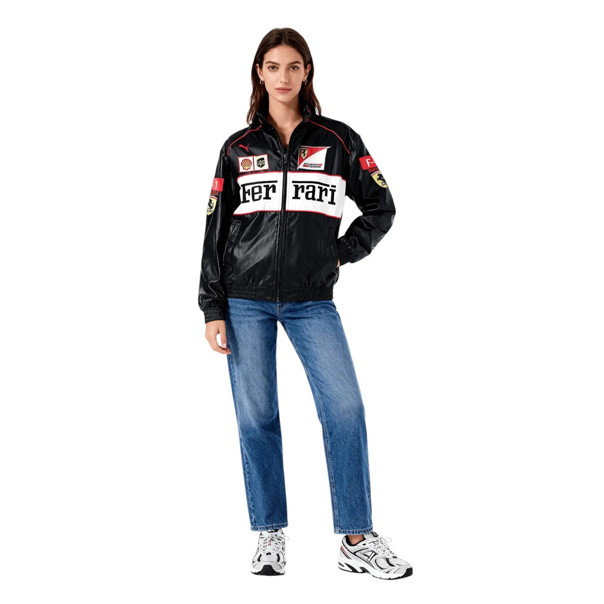 Ferrari F1 Vintage Leather Jacket - White Edition