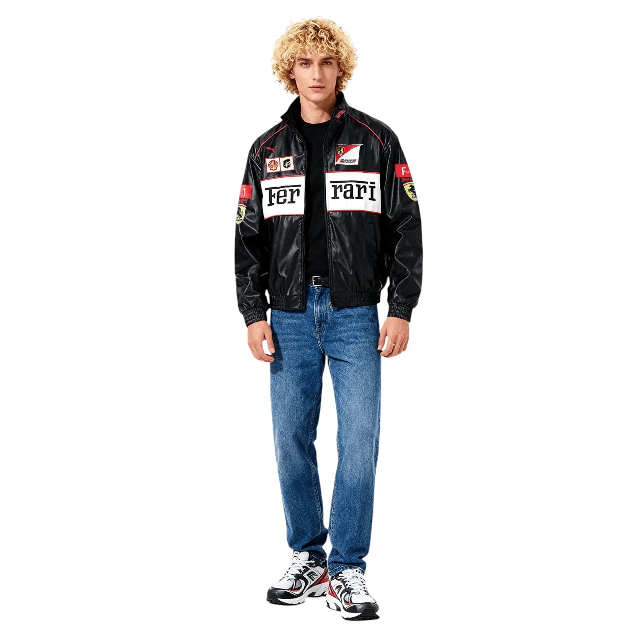 Ferrari F1 Vintage Leather Jacket - White Edition
