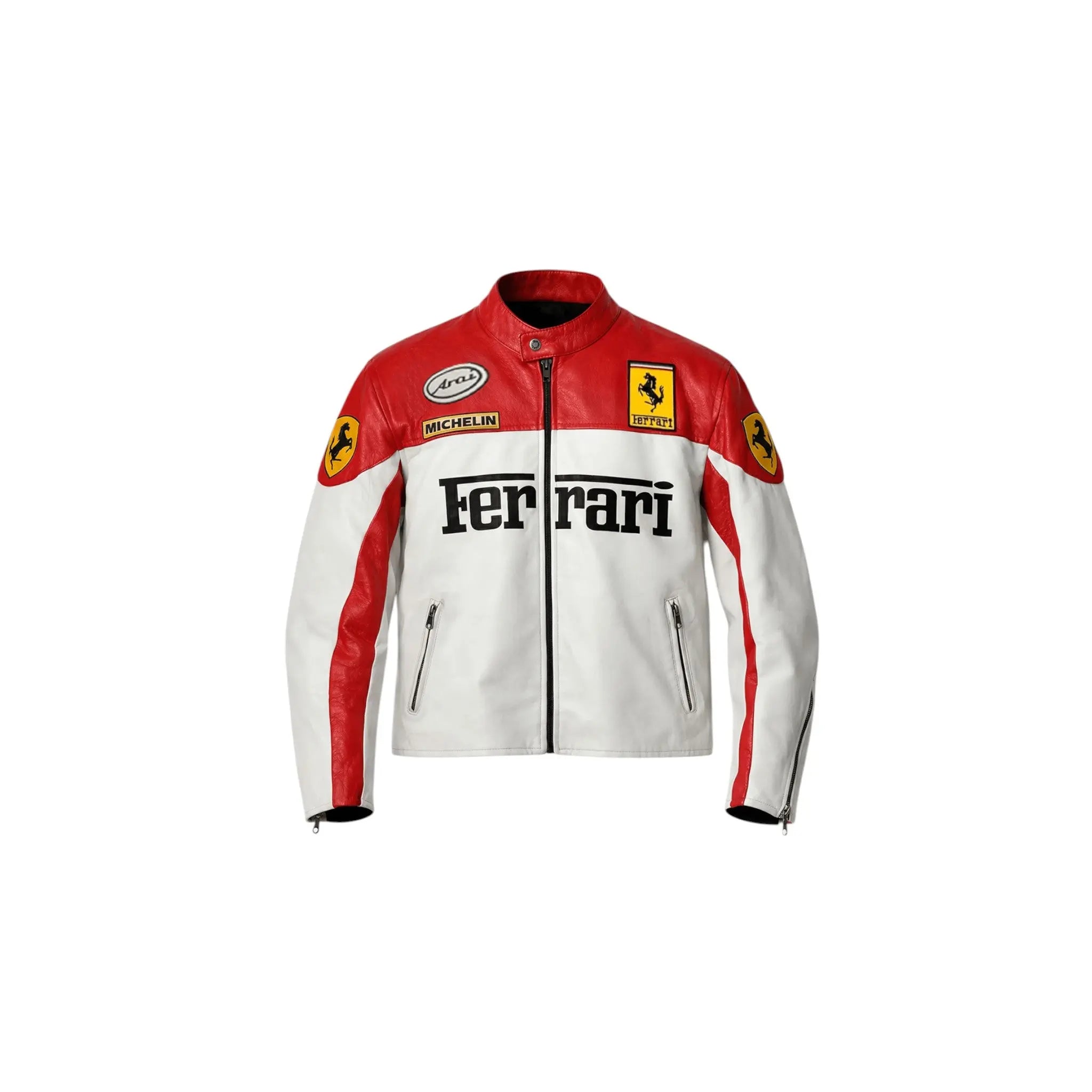 Ferrari F1 Vintage Leather Jacket - White Edition