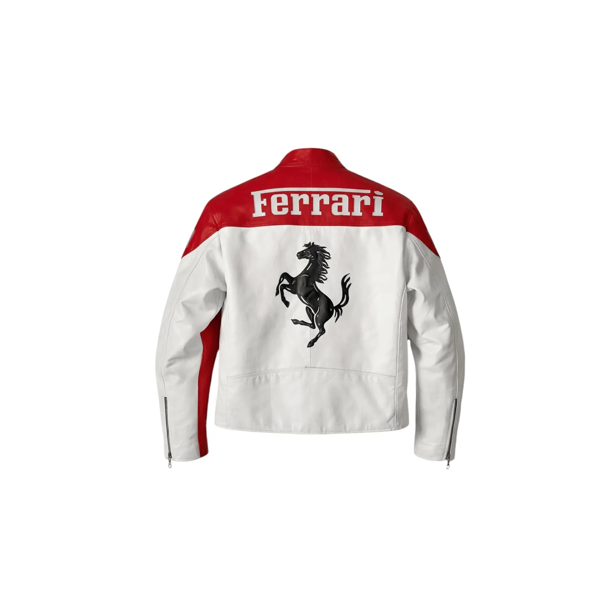 Ferrari F1 Vintage Leather Jacket - White Edition