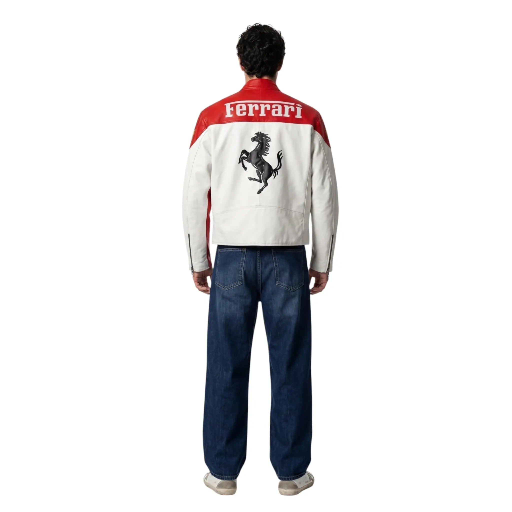 Ferrari F1 Vintage Leather Jacket - White Edition