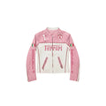 Ferrari F1 Vintage Racing Leather Jacket - Pink & White Edition