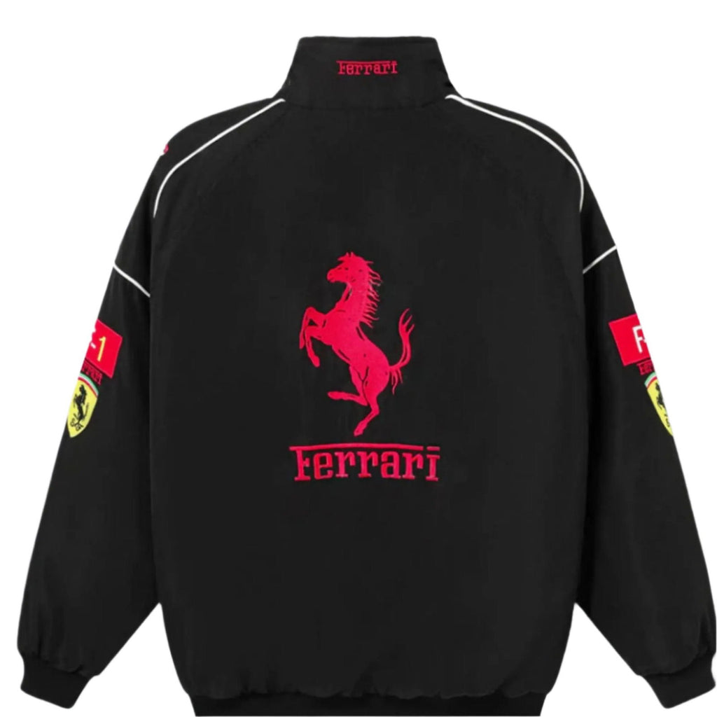 Ferrari F1 Vintage Black Jacket | Classic Motorsport Apparel - Speedxcrafts