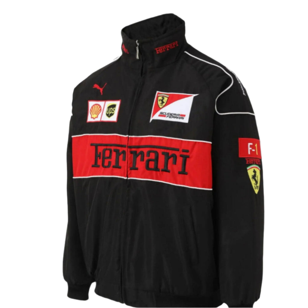 Ferrari F1 Vintage Black Jacket | Classic Motorsport Apparel - Speedxcrafts