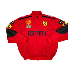 Ferrari F1 Vintage Embroidery Winter Racing Jacket - Speedxcrafts