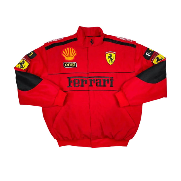 Ferrari F1 Vintage Embroidery Winter Racing Jacket - Speedxcrafts