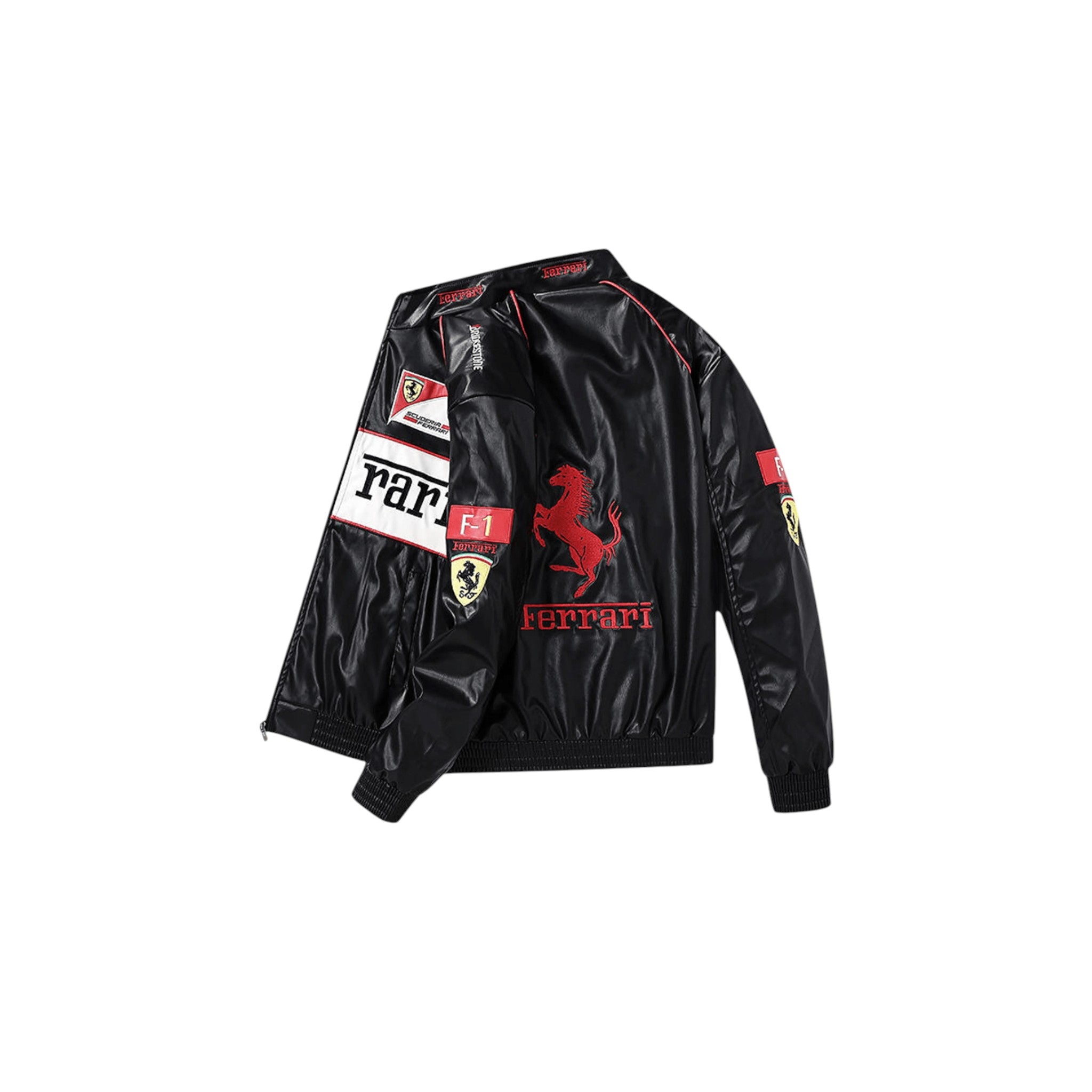 Ferrari F1 Vintage Leather Jacket - White Edition