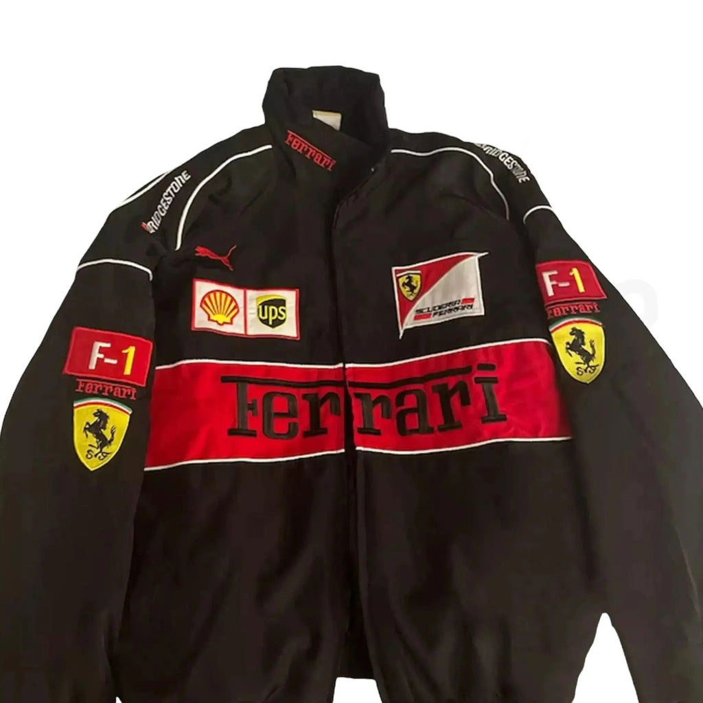Ferrari F1 Vintage Racing Embroidered Jacket - Speedxcrafts
