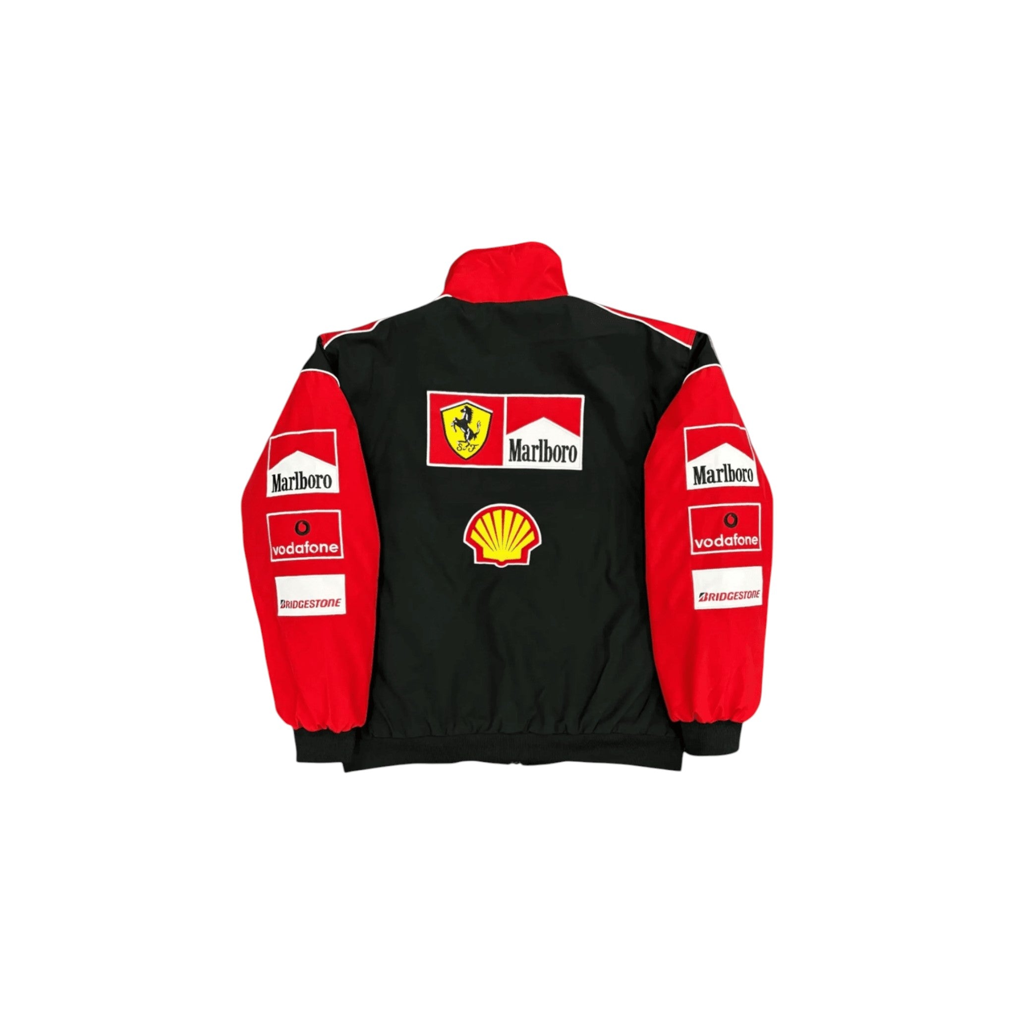 Ferrari F1 Vintage Racing Jacket – White & Red Edition – Speedx Crafts