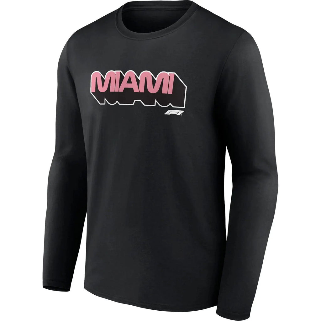 Formula 1 Miami Wordmark Graphic Long Sleeve T-Shirt Black - Speedxcrafts