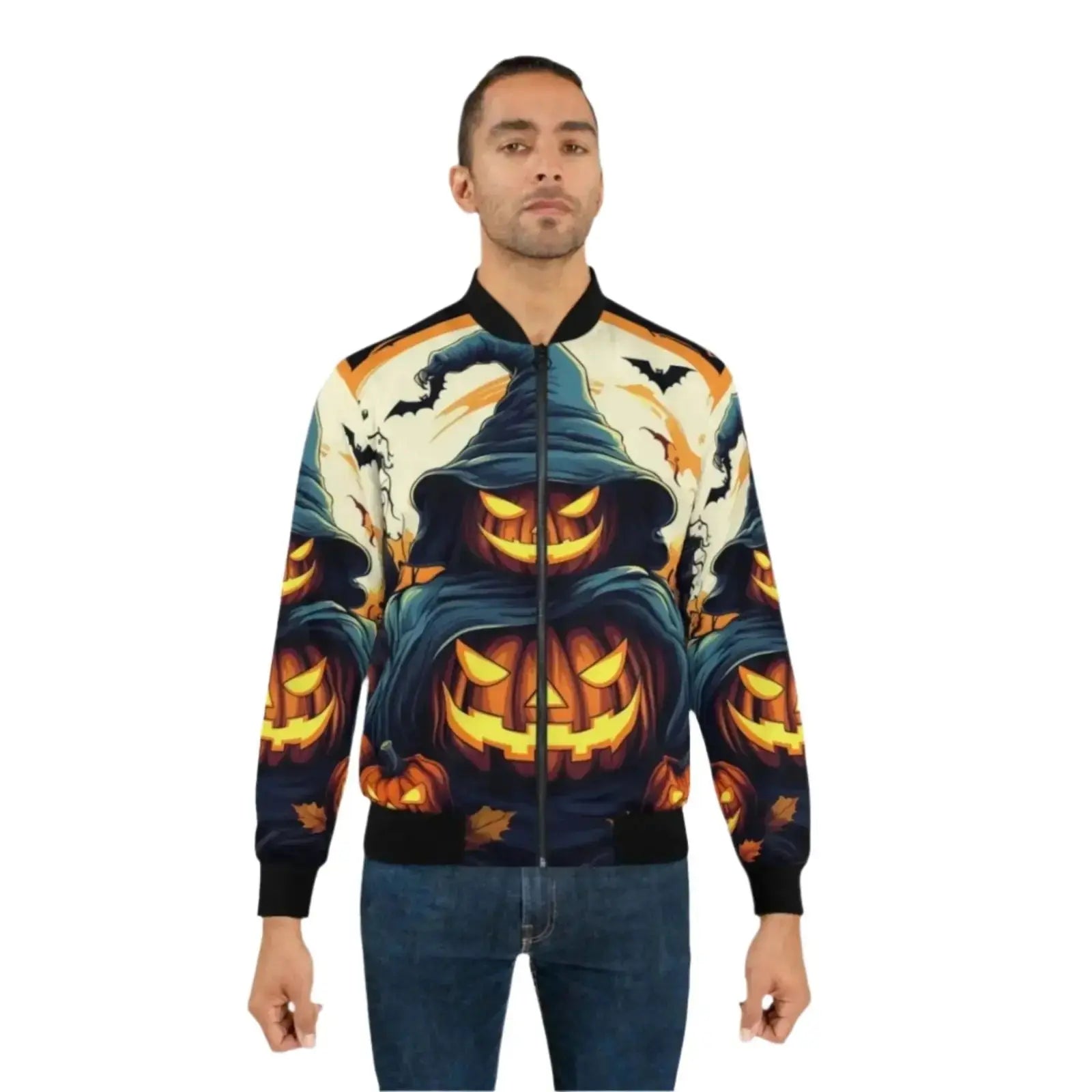Halloween Jack O' Lantern Unisex Bomber Jacket - Festive Apparel - Speedxcrafts