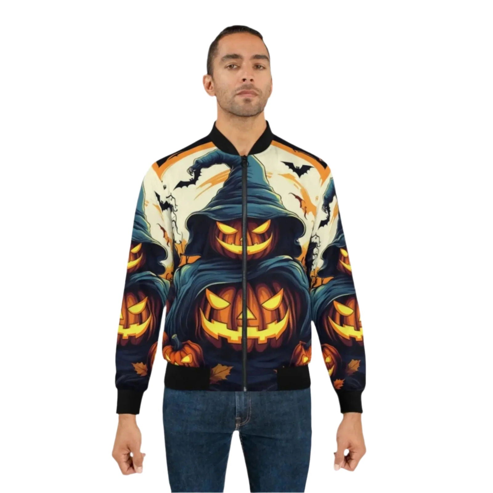Halloween Jack O' Lantern Unisex Bomber Jacket - Festive Apparel - Speedxcrafts