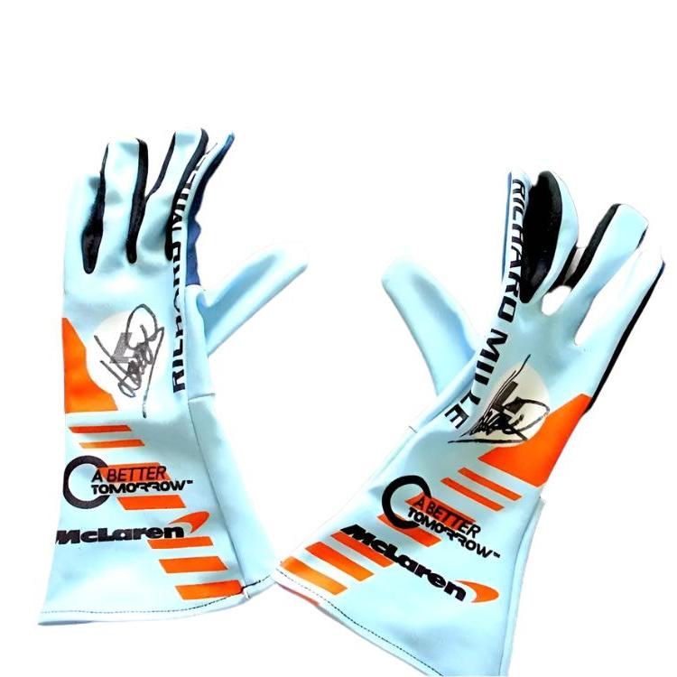 LANDO NORRIS MCLAREN RARE SPECIAL EDITION GULF  F1 GLOVES - Speedxcrafts