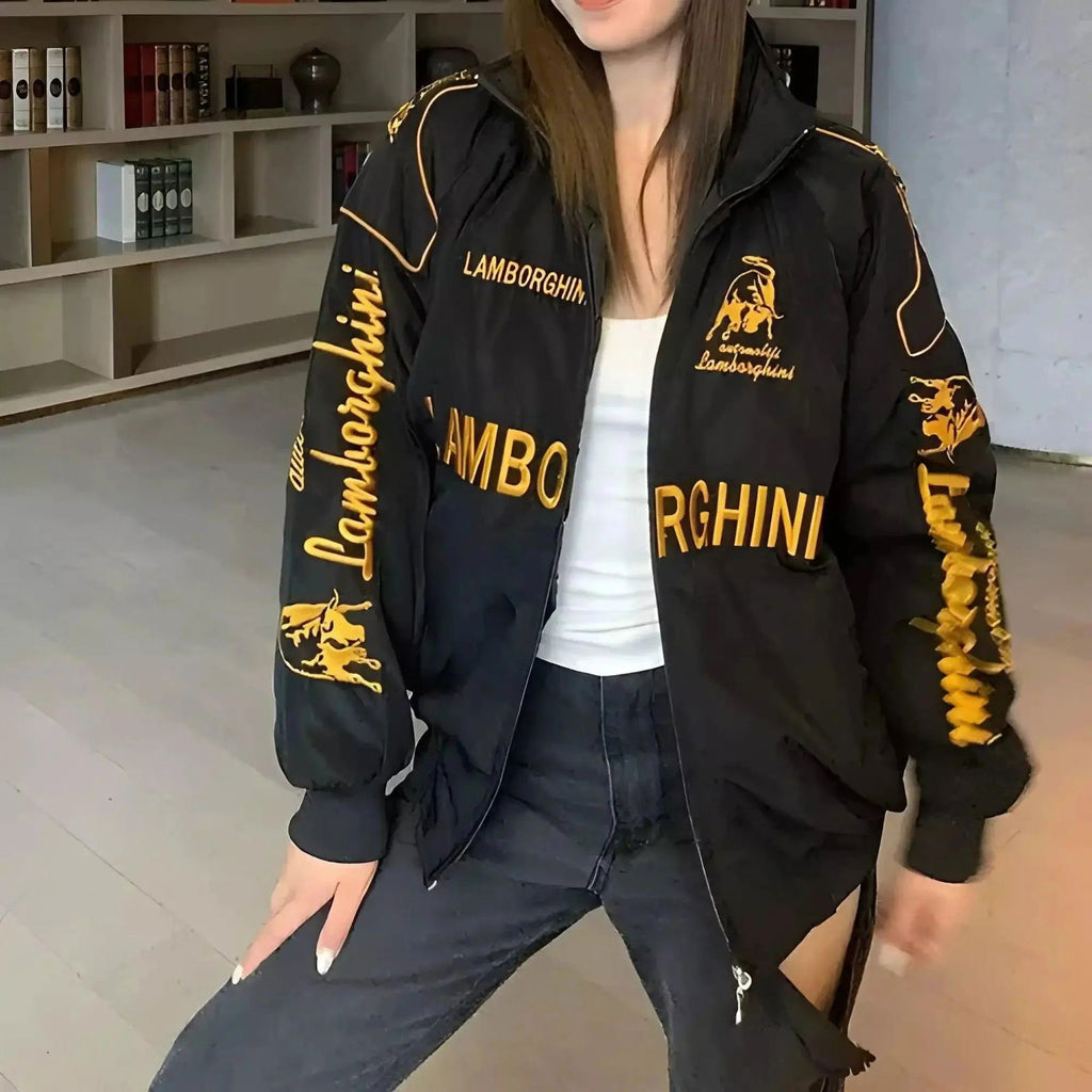 Lamborghini F1 Vintage Style Embroidery Racing Jacket - Speedxcrafts