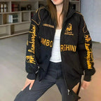 Lamborghini F1 Vintage Style Embroidery Racing Jacket - Speedxcrafts