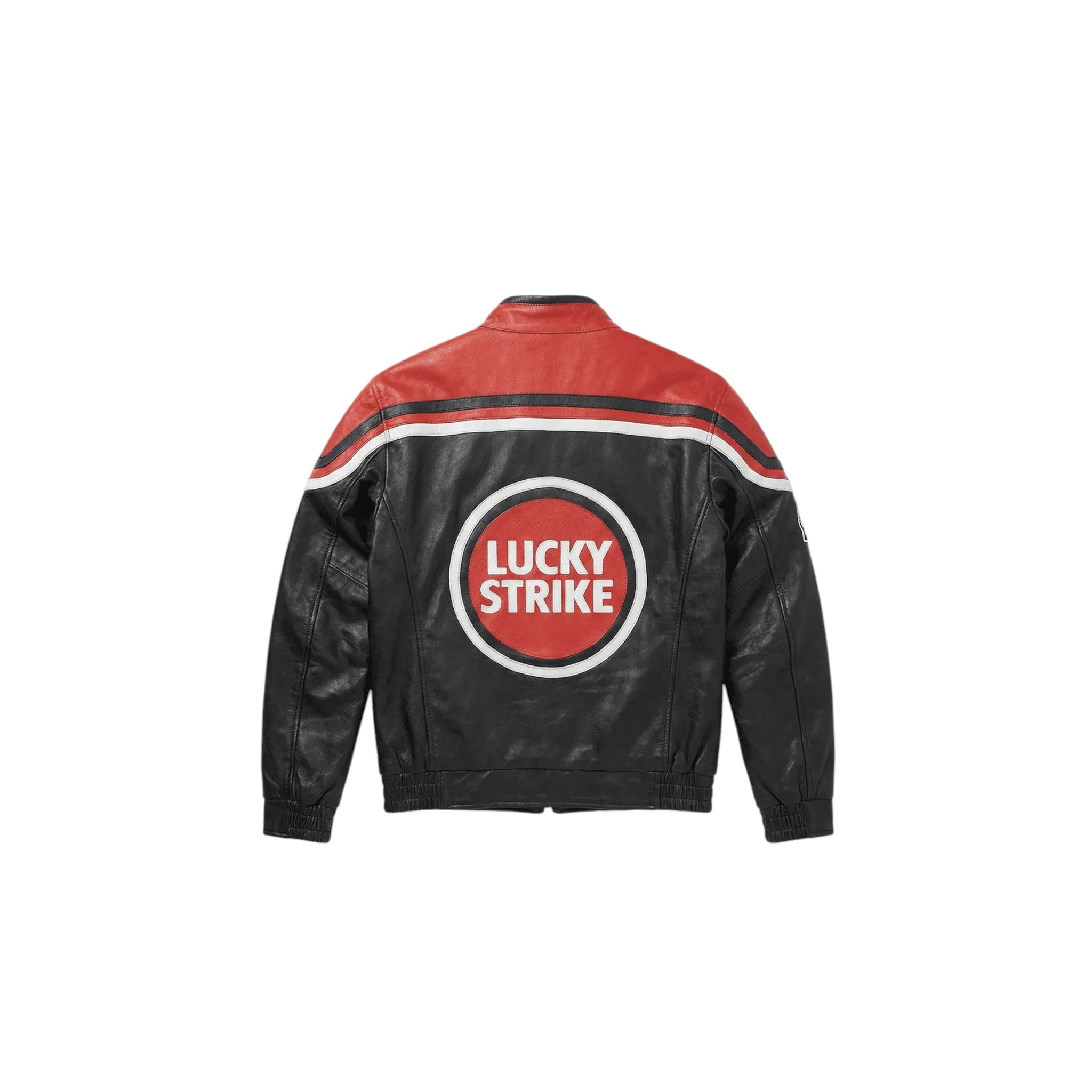 Lucky Strike Vintage Racing Leather Jacket - Red & Black Edition