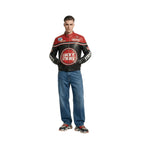 Lucky Strike Vintage Racing Leather Jacket - Red & Black Edition Speedx Crafts