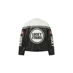 Lucky Strike Vintage Racing Leather Jacket - White & Black Edition