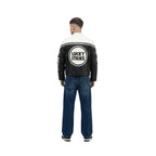 Lucky Strike Vintage Racing Leather Jacket - White & Black Edition