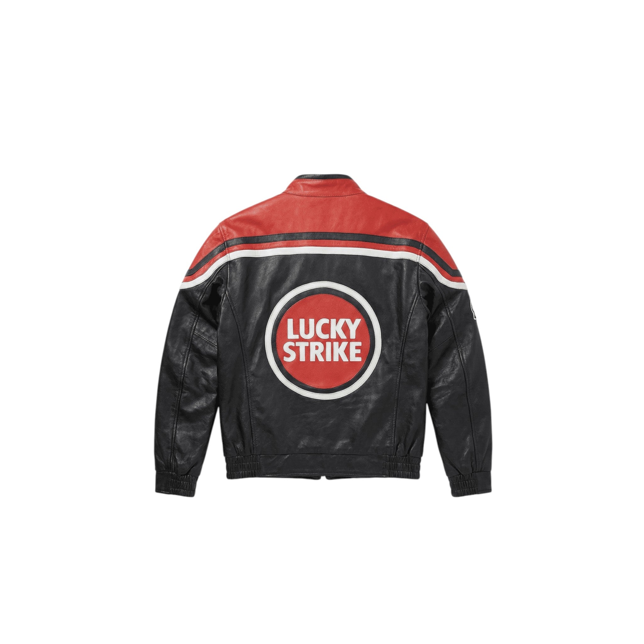Lucky Strike Vintage Racing Leather Jacket - Red & Black Edition