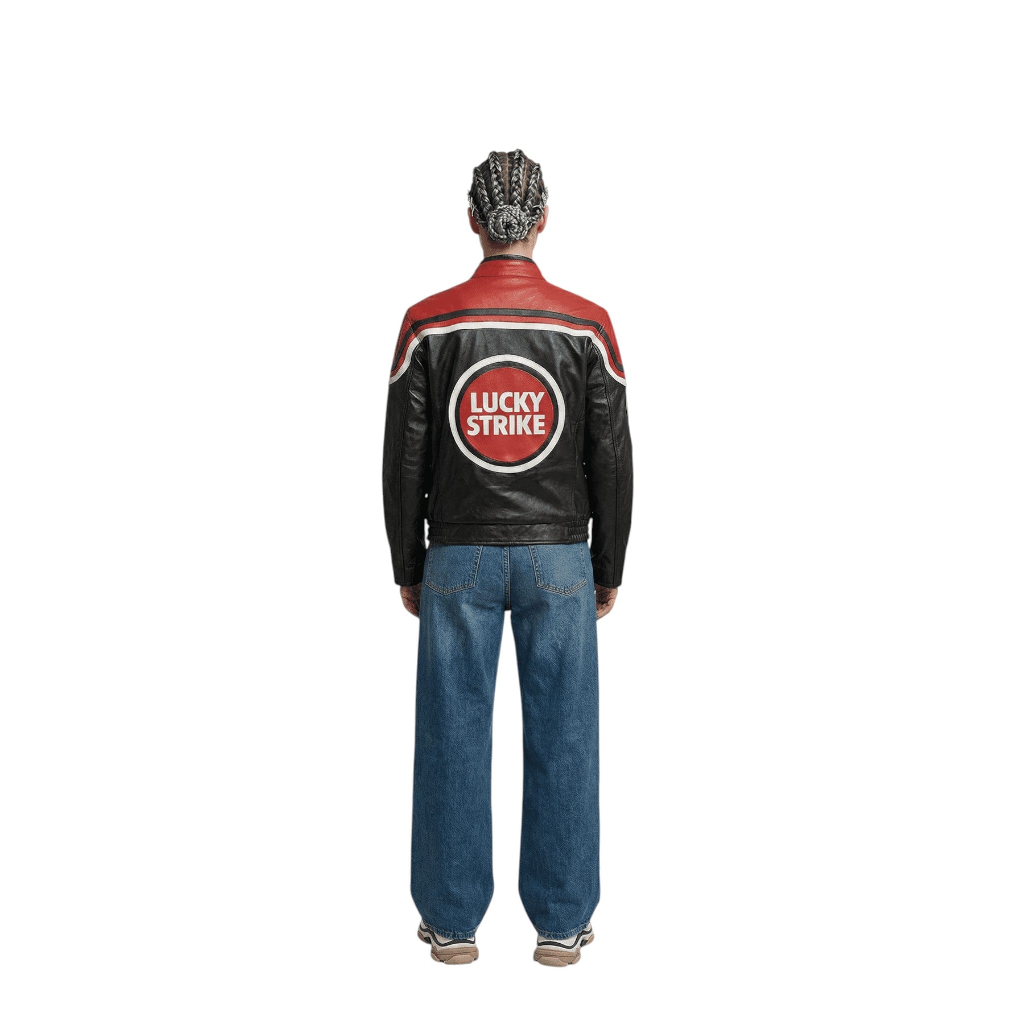 Lucky Strike Vintage Racing Leather Jacket - Red & Black Edition