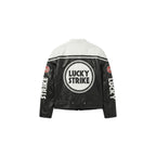 Lucky Strike Vintage Racing Leather Jacket - White & Black Edition