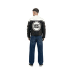Lucky Strike Vintage Racing Leather Jacket - White & Black Edition