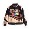 M&M Vintage Brown Printed Jacket - Classic Racing Apparel - Speedxcrafts