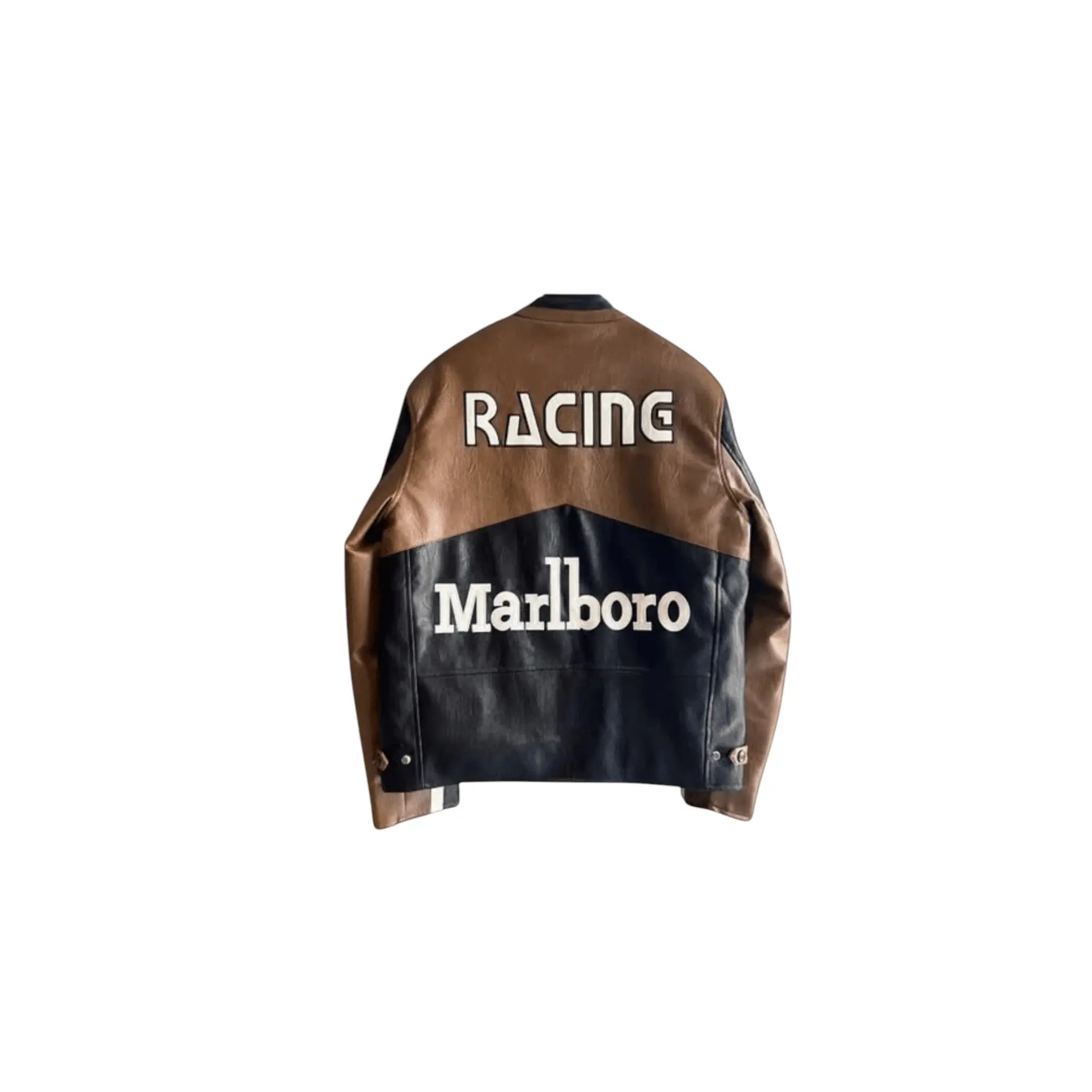 Marlboro Vintage Racing Leather Jacket - Brown & Black Edition