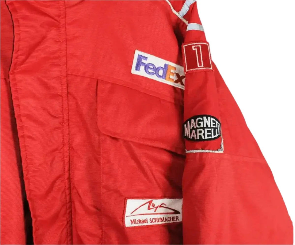 Michael Schumacher Vintage Ferrari Shell Jacket - Embroidered F1 Gear - Speedxcrafts